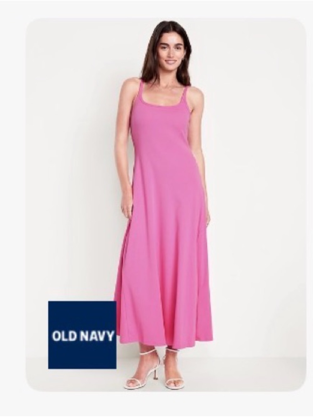 Old Navy Hot Pink Maxi Tank Dress with Slim Straps